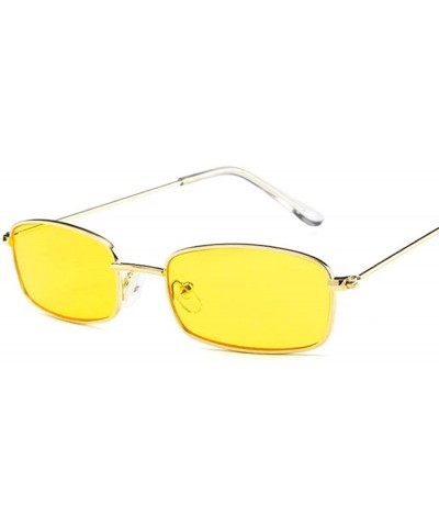 Women Metal Sunglasses Men Retro Small Square Sun Glasses Female Yellow Pink - Gclear - C718YZW7O4C $5.61 Square