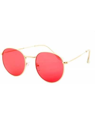 Stylish Sunglasses Women Men Round Metal Lens Light-Weight Modern - Gold Metal Frame / Red Clear Lens - C118RGZK2U5 $5.13 Round