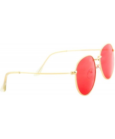 Stylish Sunglasses Women Men Round Metal Lens Light-Weight Modern - Gold Metal Frame / Red Clear Lens - C118RGZK2U5 $5.13 Round