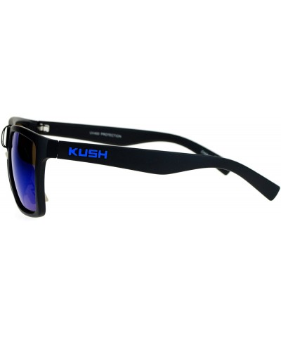 Kush Mens Color Mirrored Lens Matte Frame Rectangular Sport Horn Rim Sunglasses - Blue - CP12N4T7W67 $5.34 Rectangular