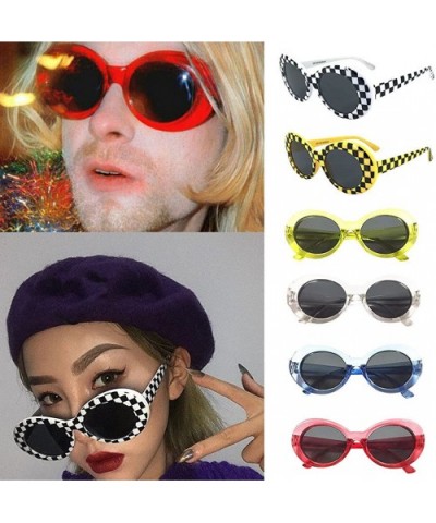 Vanlentine Day Women Sunglasses Retro Vintage Clout Goggles Unisex Sunglasses Rapper Oval Glasses - CY18CRDQ3RM $5.67 Oval