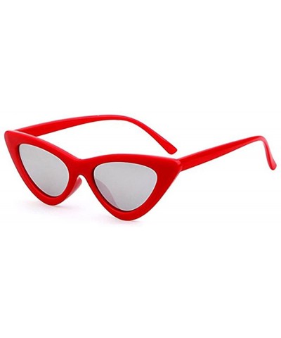 New Cat Eye Sunglasses for Women Goggles Plastic Frame Glasses Fashion Sun Glasses Girls Gifts - Red Sliver - CX18ECST935 $6....