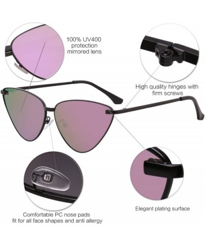 Cateye Sunglasses for Women Fashion Retro Vintage Narrow Clout Goggles Metal Frame SJ1091 - CU18CD0C8UN $7.20 Aviator