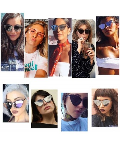 Cateye Sunglasses for Women Fashion Retro Vintage Narrow Clout Goggles Metal Frame SJ1091 - CU18CD0C8UN $7.20 Aviator