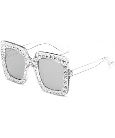Women Sunglasses Crystal Brand Designer Oversized Square Sunglasses - C6 - C818D9LY5RS $7.09 Square