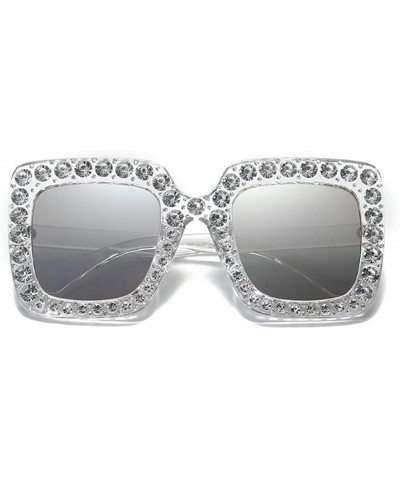 Women Sunglasses Crystal Brand Designer Oversized Square Sunglasses - C6 - C818D9LY5RS $7.09 Square