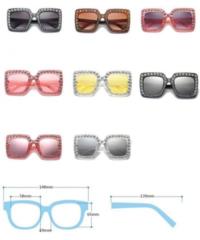 Women Sunglasses Crystal Brand Designer Oversized Square Sunglasses - C6 - C818D9LY5RS $7.09 Square