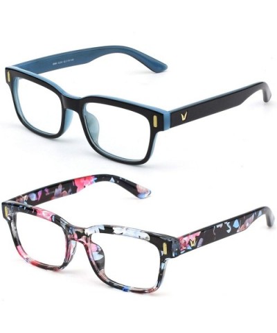 Modern Fashion Rectangular Thick Frame Clear Lens Glasses - Z Black Blue Frame & Mixed Color Frame - C9194L7WGYC $10.61 Overs...