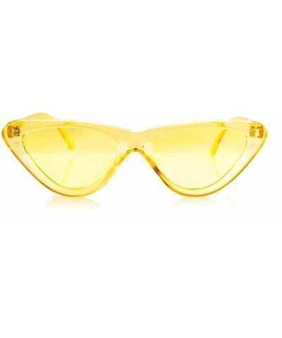 Iconic Celebrity Eye-Candy Lens Frame Slim Cat-Eye Sunglasses A078 - Yellow - CX189WHQ6EM $7.91 Cat Eye
