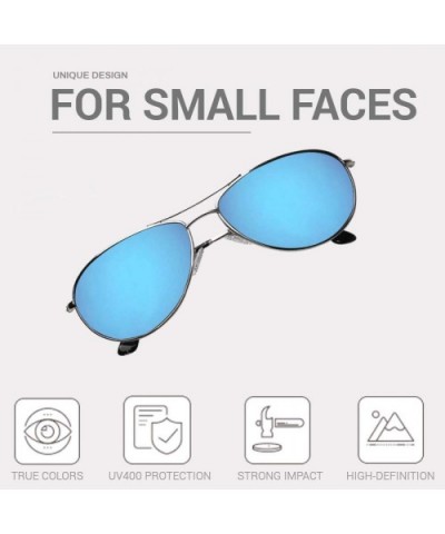 Baby Sea Polarized Aviator Sunglasses for Small to Medium Face 8017&8018 - Silver/Blue for Small Face - CS18W3MIL9H $13.52 Av...