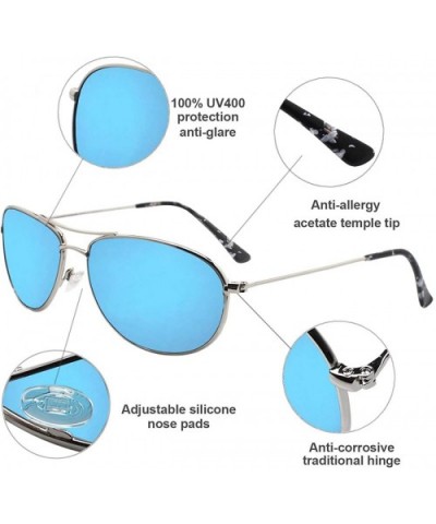 Baby Sea Polarized Aviator Sunglasses for Small to Medium Face 8017&8018 - Silver/Blue for Small Face - CS18W3MIL9H $13.52 Av...