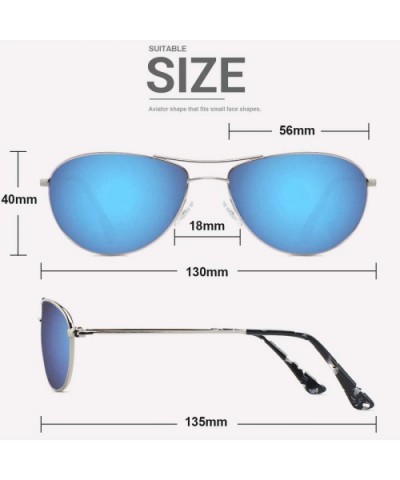 Baby Sea Polarized Aviator Sunglasses for Small to Medium Face 8017&8018 - Silver/Blue for Small Face - CS18W3MIL9H $13.52 Av...