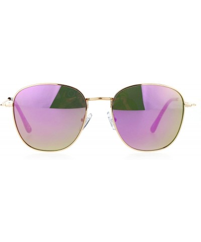 Retro Vintage Style Flat Lens Mirrored Mirror Lens Metal Rectangular Sunglasses - Gold Purple - CK12FV98TU9 $11.52 Rectangular