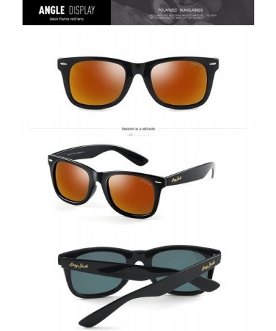 Classic Polarized Horn Rimmed Sunglasses for Men Women - Black/Red - CI1898TQHSD $14.98 Sport