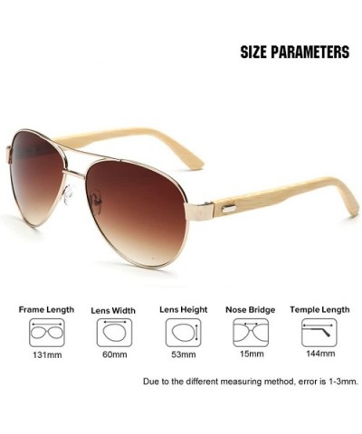 Bamboo Wood Arms Classic Mirrored Sunglasses For Men & Women - Gold Frame With Brown Lens - CT12O56H2SC $10.76 Oversized