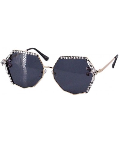 Fashion Punk Sunglasses for Women Men - Square Glasses Matel Frame UV400 Protection - Black - CH197RO6Z52 $15.47 Goggle