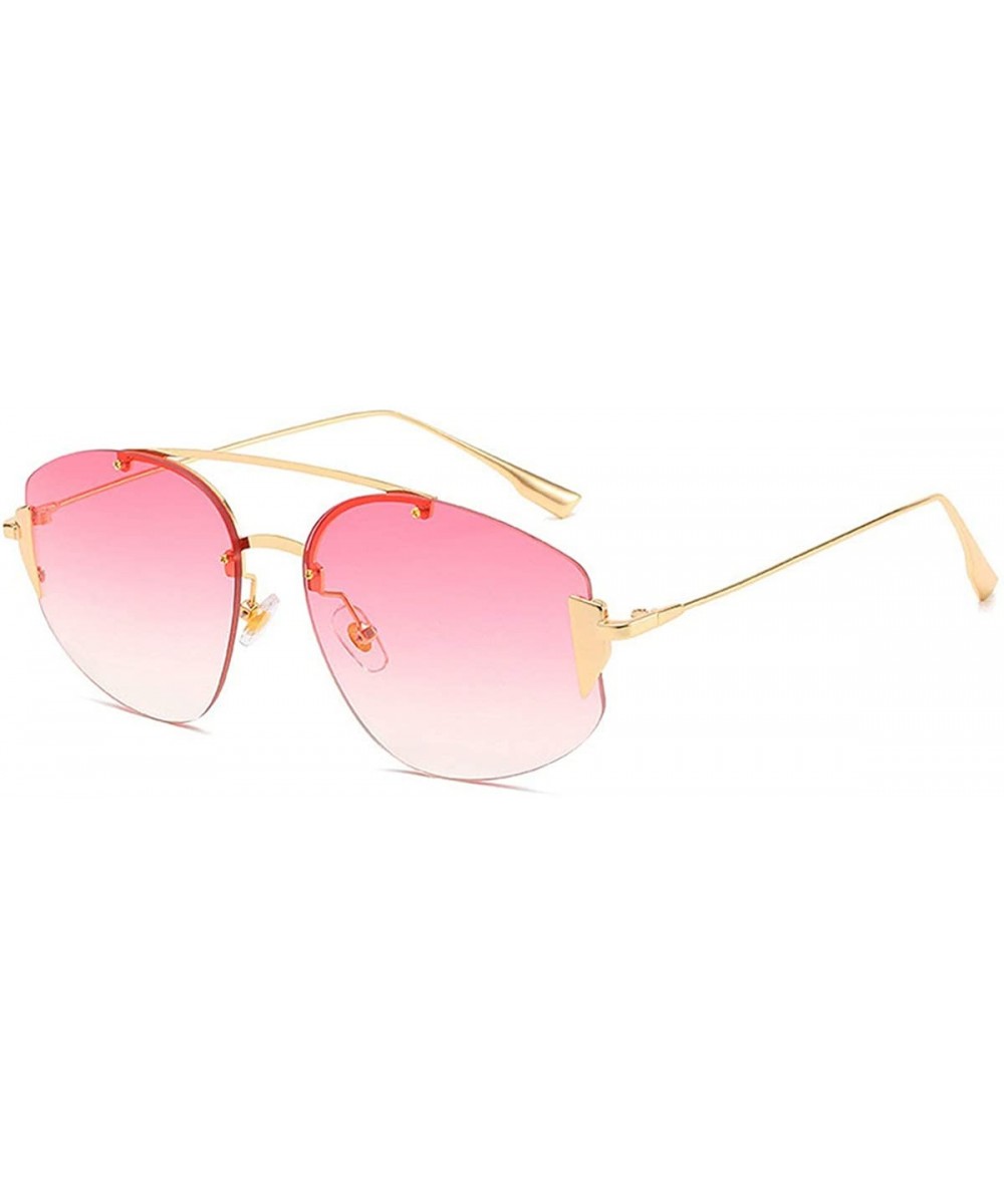 Fashion New Pilot Sunglasses Metal Rimless Lady sun glasses uv400 - Pink - CS18RM5GR4O $11.71 Rimless