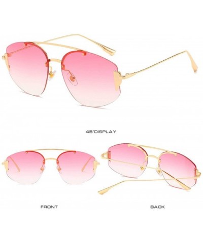 Fashion New Pilot Sunglasses Metal Rimless Lady sun glasses uv400 - Pink - CS18RM5GR4O $11.71 Rimless