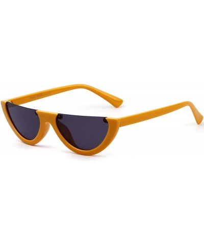 Vintage Clout Goggles Sunglasses for Women Semi-rimless Frame Half Oval Stylish Eye glasses - Yellow - CN18IHWIMUM $7.82 Semi...