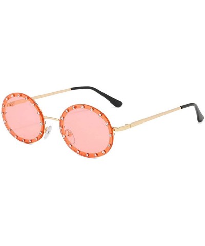Diamond Oval Small Frame Luxury Sunglasses Men Women Fashion Vintage Shades Glasses UV400 - Pink - CU193MZN7NI $11.97 Oval
