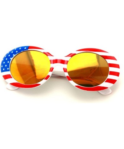 Vintage Sunglasses UV400 Bold Retro Oval Mod Thick Frame Sunglasses Clout Goggles White USA American Flag - C8189UO69YC $8.21...
