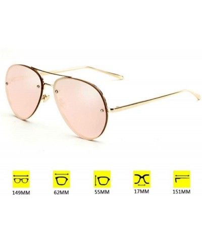 Classic Double Bridge Metal Aviator Sunglasses Retro UV400 Semi-rimless Glasses - Clear Tinted Yellow - CZ18SKQH0OH $11.62 Ri...