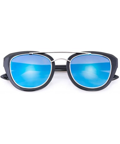 Chic Flat Lens Thick Rimmed Brow Bar Sunglasses"Jaclyn" (Blue - As Shown) - CP12NAD1P1W $6.27 Wayfarer