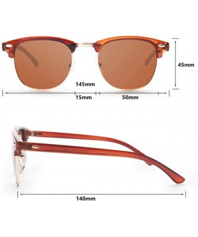 Polarized Sunglasses Semi Rimless Frame Retro Clubmaster Shades for Women Men - Clear Brown - C118SL4ERN7 $8.47 Rimless