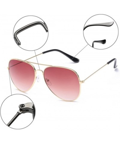 Classic Aviator Flat Lens Sunglasses For Women And Men Metal Frame - Gold Frame/Darkbrown Mirrored Lens - CE18R5IMXCU $6.11 Wrap
