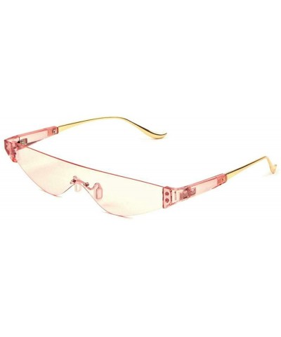 Slim Rimless Mono One Piece Shield Futuristic Skinny Sunglasses - Pink Crystal & Gold Frame - CV18U272RC0 $7.78 Shield