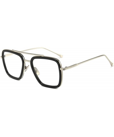 Vintage Aviator Square Sunglasses for Men Women Gold Frame Retro Brand Designer Classic Tony Stark Sunglasses - CG18UZYWE3D $...