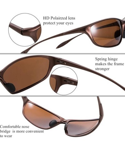 Polarized Sport Sunglasses for Men UV Protection Metal Frame Fashion Driving Sun Glasses - Brown Frame Brown Lens - C018ZH877...