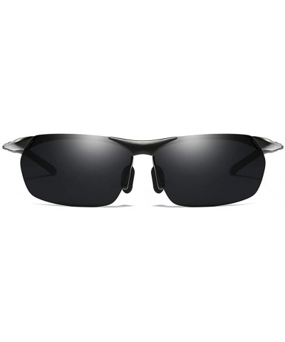 Sunglasses Polarized Protection Running Unbreakable - Silver Black Lenses - CJ18W3C7MXG $24.40 Sport