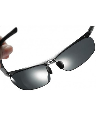 Sunglasses Polarized Protection Running Unbreakable - Silver Black Lenses - CJ18W3C7MXG $24.40 Sport