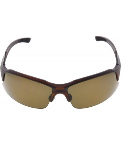 Polycarbonate Polarized TR90 Unbreakable Half-Rim Sport Sunglasses - Brown/Brown Lens - CN12ODP40NY $7.70 Sport