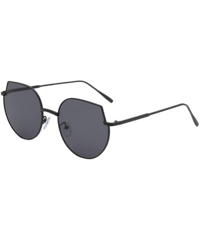 Irregular Shades Oversized Round Lens Metal Frame Sunglasses For Women 100% UVA/UVB Protection - Dark - CC18U848I04 $9.93 Rim...