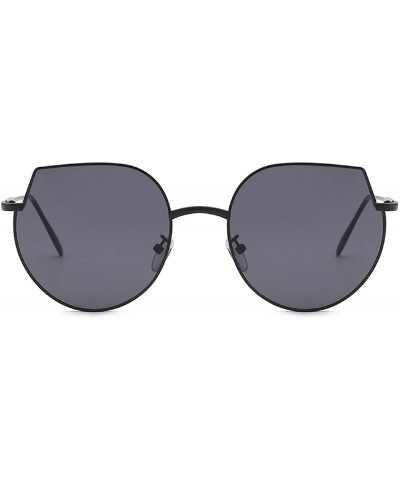 Irregular Shades Oversized Round Lens Metal Frame Sunglasses For Women 100% UVA/UVB Protection - Dark - CC18U848I04 $9.93 Rim...