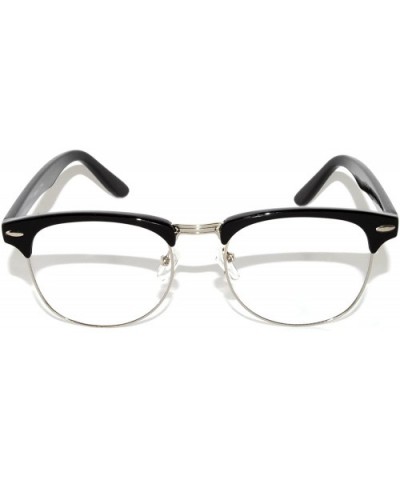 Retro Stylish Classic Black-Silver Half Frame Sunglasses Clear Lens - CY11QC82F6N $4.75 Wayfarer