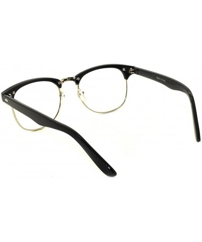 Retro Stylish Classic Black-Silver Half Frame Sunglasses Clear Lens - CY11QC82F6N $4.75 Wayfarer