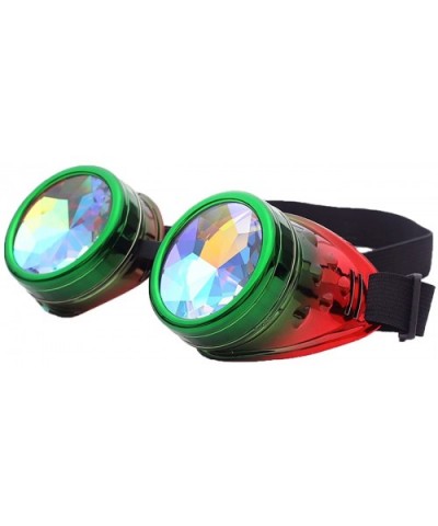 Kaleidoscope Rave Goggles Steampunk Glasses with Rainbow Crystal Glass Lens - Green-red - CD18GGTRG0M $10.80 Goggle