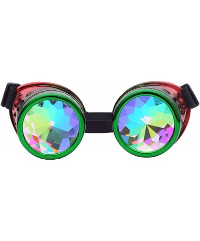 Kaleidoscope Rave Goggles Steampunk Glasses with Rainbow Crystal Glass Lens - Green-red - CD18GGTRG0M $10.80 Goggle