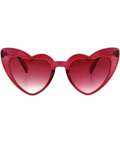 Womens Translucent Heart Shape Valentines Plastic Cat Eye Sunglasses - Red - C618HZ7729T $6.38 Cat Eye