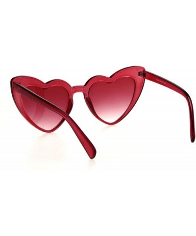 Womens Translucent Heart Shape Valentines Plastic Cat Eye Sunglasses - Red - C618HZ7729T $6.38 Cat Eye