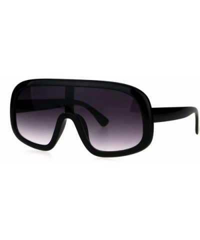 Shield Goggle Style Sunglasses Futuristic Oversized Fashion Shades UV 400 - Black (Smoke) - CY186QK54KC $6.21 Oversized