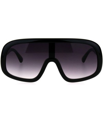 Shield Goggle Style Sunglasses Futuristic Oversized Fashion Shades UV 400 - Black (Smoke) - CY186QK54KC $6.21 Oversized