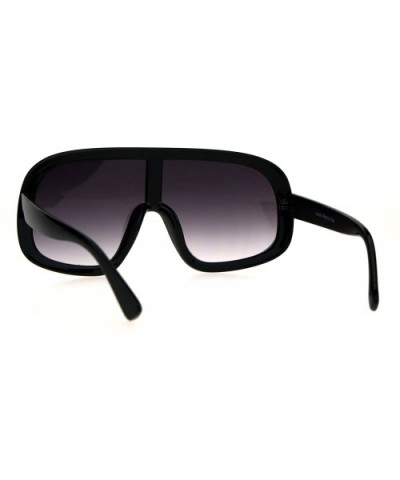 Shield Goggle Style Sunglasses Futuristic Oversized Fashion Shades UV 400 - Black (Smoke) - CY186QK54KC $6.21 Oversized