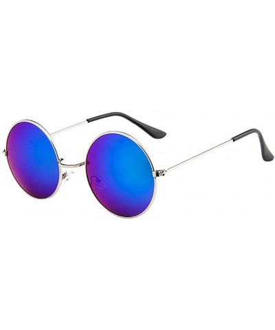 Women's Men Sunglasses-Vintage Round Frame Sunglasses Driving Eyewear - E - C818EMQE3E7 $7.26 Oversized