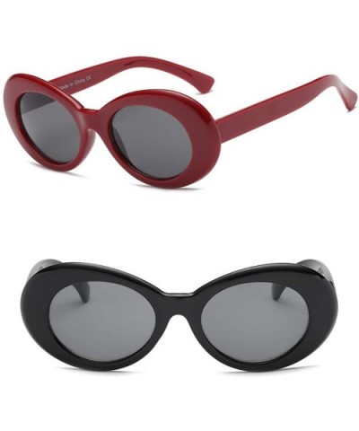 Women Retro Vintage Fashion Oval Round Clout Goggles Sunglasses - Maroon - Black 2 Pack - CI18K3R395S $9.25 Round