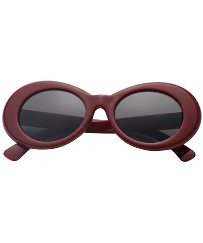 Women Retro Vintage Fashion Oval Round Clout Goggles Sunglasses - Maroon - Black 2 Pack - CI18K3R395S $9.25 Round