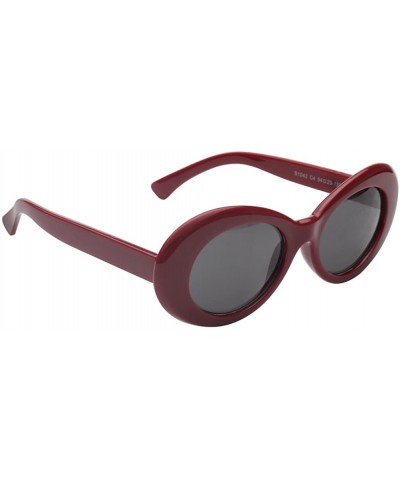 Women Retro Vintage Fashion Oval Round Clout Goggles Sunglasses - Maroon - Black 2 Pack - CI18K3R395S $9.25 Round